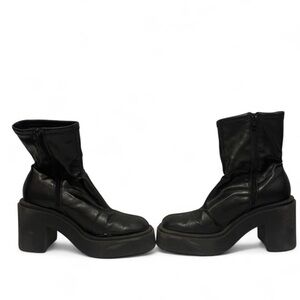 H&M Black Chunky Heeled Boots 10 US